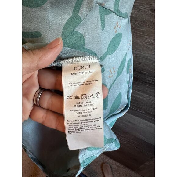 Numph Dress Green Short Pockets Designer Floral Pockets - Picture 10 of 12